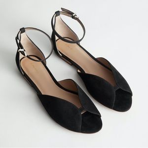 & Other Stories Suede Ankle Strap Ballet Flats